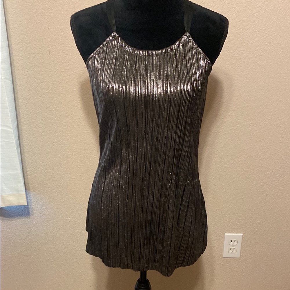 Silver and Black Shimmery Sleeveless Top